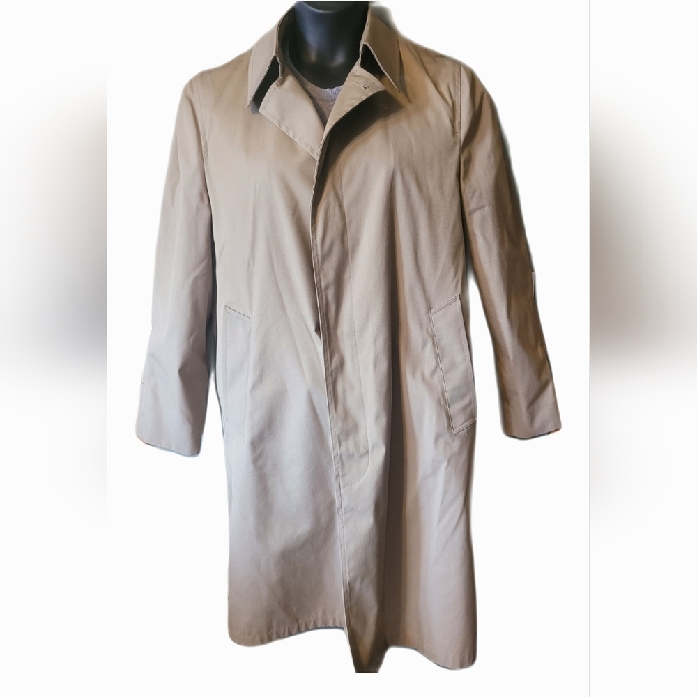 Botany 500 WeatherTopper Men VTG Tan Classic Trench Coat Streetwear Normcore - Picture 6 of 6